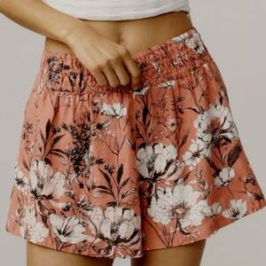 Anthropologie Floral High Waist Shorts in Coral Somerset Shorts: Linen Edition